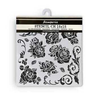 Stamperia, Shabby Rose Thick Stencil Rose Pattern