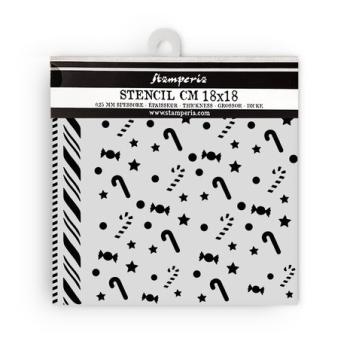 Stamperia, Candy Christmas Thick Stencil Candycanes Pattern
