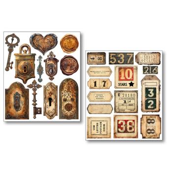 Ciao Bella, Grungy Tags Mixed Media Stickers