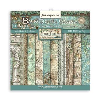 Stamperia, Magic Forest Backgrounds 8x8 Inch Paper Pack