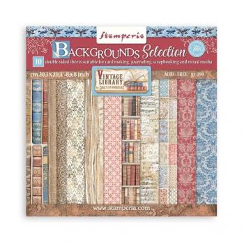 Stamperia, Vintage Library Backgrounds Selection 8x8 Inch Paper Pack