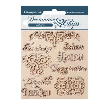 Stamperia, Magic Forest Decorative Chips Writing And Plates