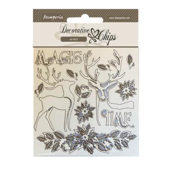 Stamperia, Christmas Mixed Media Decorative Chips Magic Time