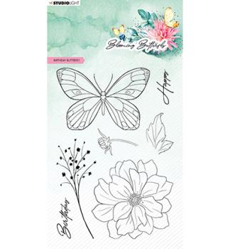 Studio Light • Stamp Birthday butterfly Blooming Butterfly nr.360