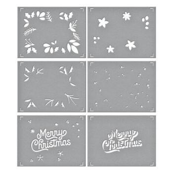 Spellbinders, Layered Merry Christmas Foliage Stencils