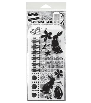 Stampers Anonymous, Spring Shadows Tim Holtz Clear Stamp and Stencil