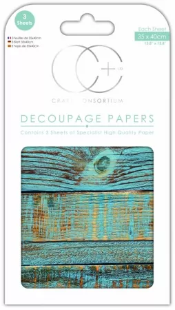 Craft Consortium Blue Brushed Wood Decoupage Papers