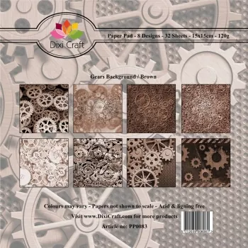 Dixi Craft Paper Pack Gears Background - Brown