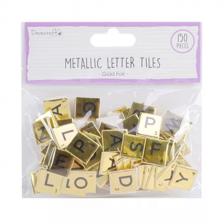 Dovecraft Gold Chipboard Letter Tiles
