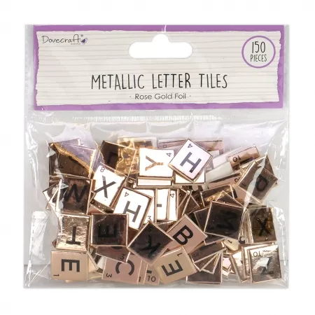 Papermania, Rose Gold Chipboard Letter Tiles