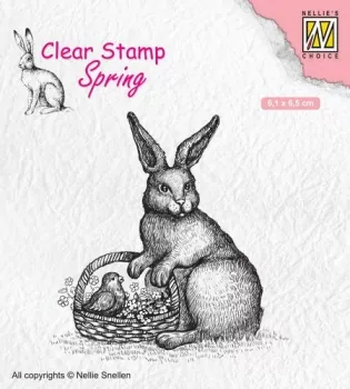 Nellies Choice Clearstamp - Frühling Hase mit Korb