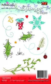 Polkadoodles Holly Flourish Clear Stamps