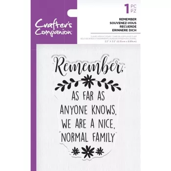 Crafter's Companion Clear Acrylic Stamp - Remember