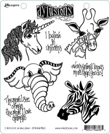 Ranger Dylusions Cling Stamp Set I Believe in Unicorns, Dyan Reaveley