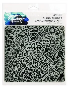 Ranger SH Cling Rubber Background Stamp 6x6 School Scribbles
