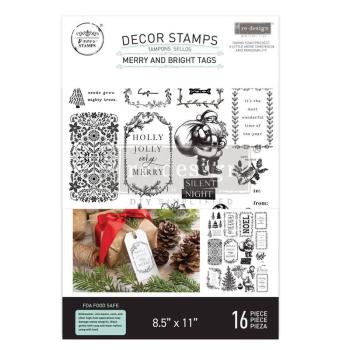 Re-Design with Prima, Merry and Bright Tags Decor Clear Stamps