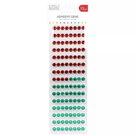 Simply Creative Adhesive Gems 10mm Red And Green