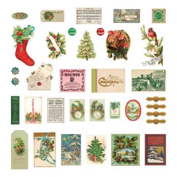 Spellbinder, Vintage Christmas Pines Miscellany Printed Die Cuts