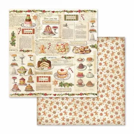 Doppelseitiger Scrapbook Bogen Weihnachtsgebäck/Lebkuchenmann, Stamperia