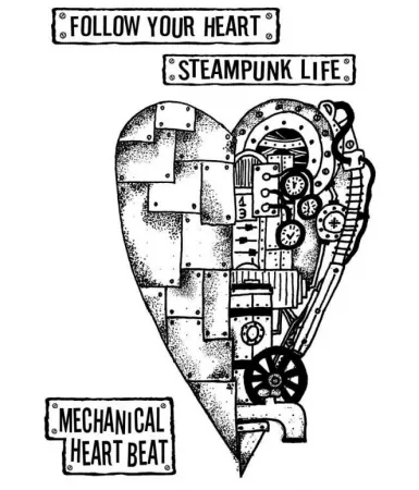 Stamperia Natural Rubber Stamps Mechanical Heart, Stempel