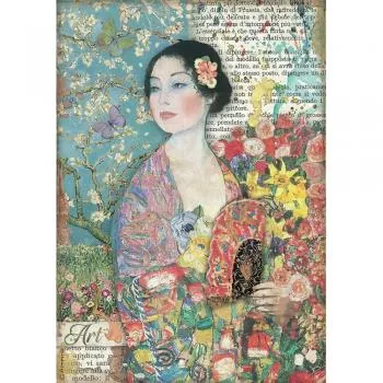 Stamperia Rice Paper A4 Atelier Dame With Fan