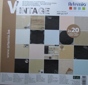 Artemio, Scrapbook Block, 40 Blätter, Vintage