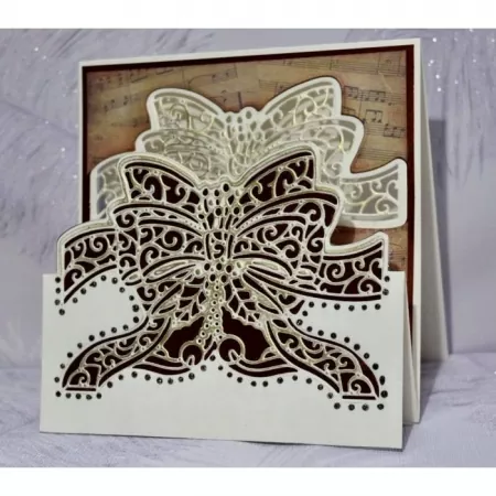 Gemini Create-a-Card Cut on Edge Christmas Metal Die - Festive Bow, Crafters Companion