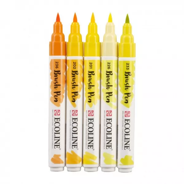 Talens • Ecoline set von 5 Brush Pens gelb