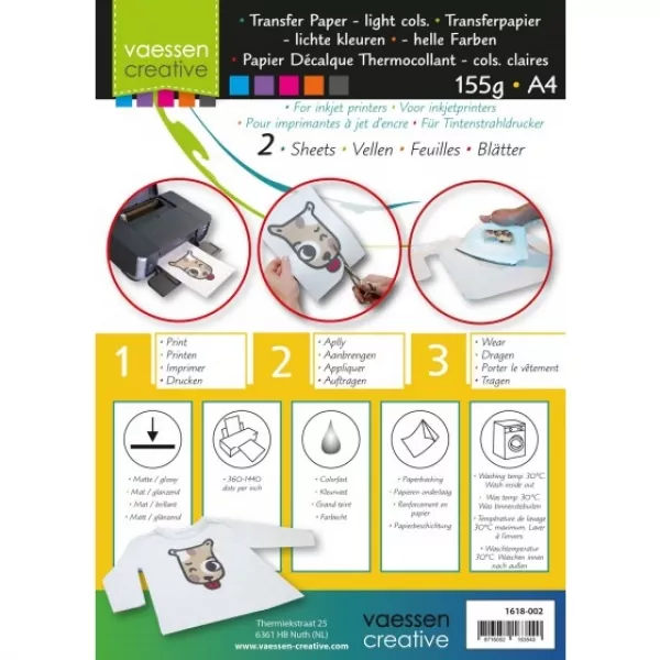 Transfer paper 15g x2 A4 light colours, Vaessen Creativ