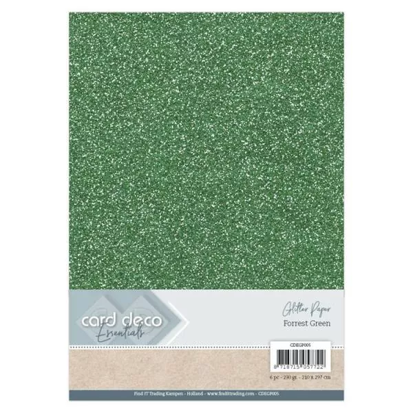 Card Deco Essentials Glitter Paper Forrest Green