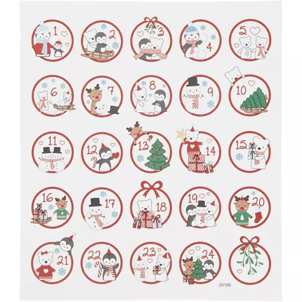 cchobby, Stickerbogen 15x16,5 cm, 24 Stck., Polar Fun 1-24