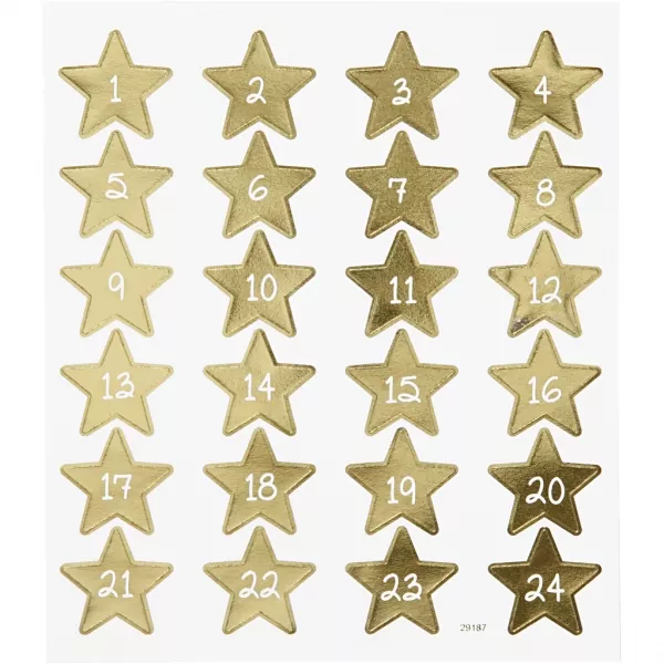 cchobby Stickerbogen 15x16,5 cm, 24 Stck., Gold, Adventkalender-Zahlen