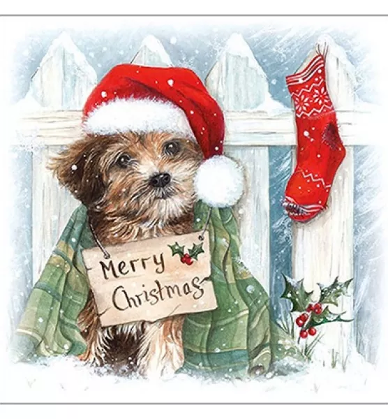Serviette Christmas Puppy, 5 Stück, Ambiente