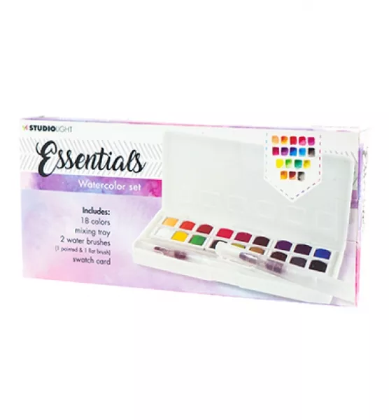 Studiolight Aquarelset, 18 Colors and 2 Water Brushes Essentials nr.01