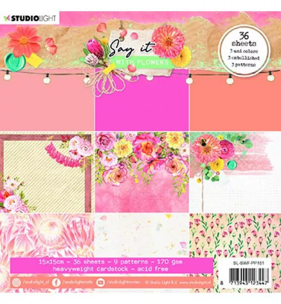 Studiolight Paper pad Pattern Paper Say it with flowers nr.161