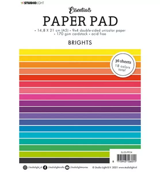 Studiolight Paper Pad Unicolor Brights Essentials nr.4