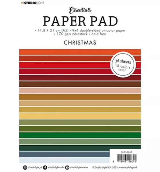 Studiolight Paper Pad Unicolor Christmas Essentials nr.7