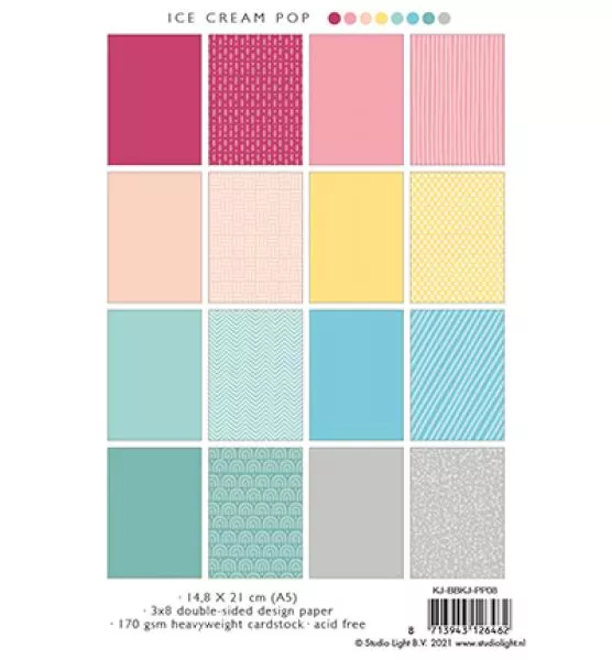 Studiolight Paper Pad Ice Cream pop Basics nr.08