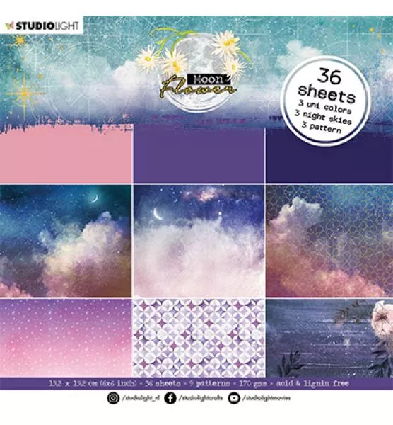 Studiolight Pad Purple night skies Moon Flower Collection nr.23