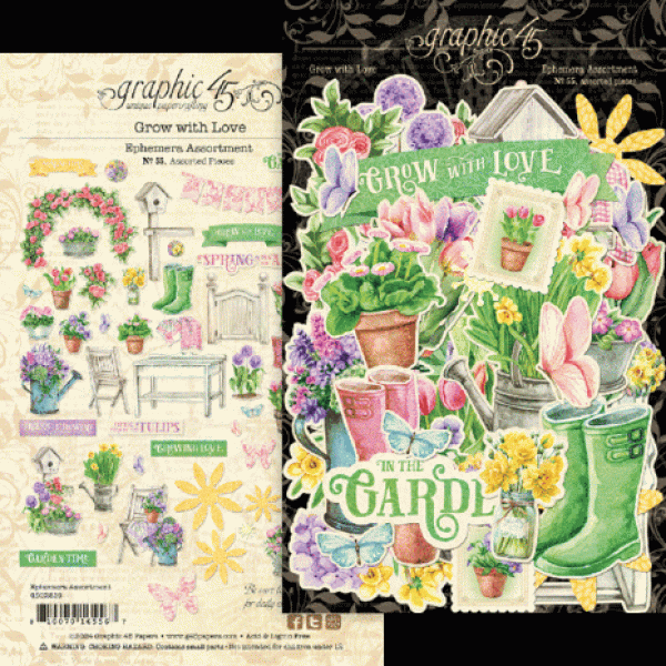 Graphic 45, Set Grow with Love 8x8 Inch Collection Pack und Grow with Love Ephemera