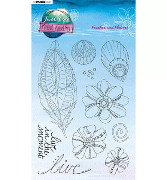 Studiolight Stamp Feather and flowers Mindful Moodling nr.188