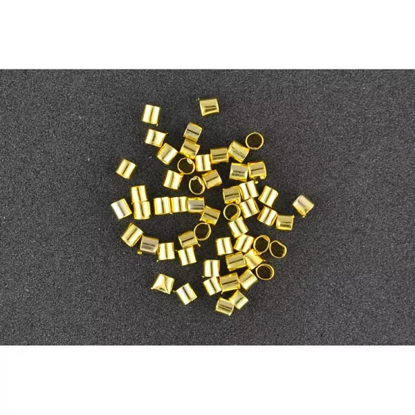 Quetschperlen, ø ca.1,5mm gold/flach, Meyco