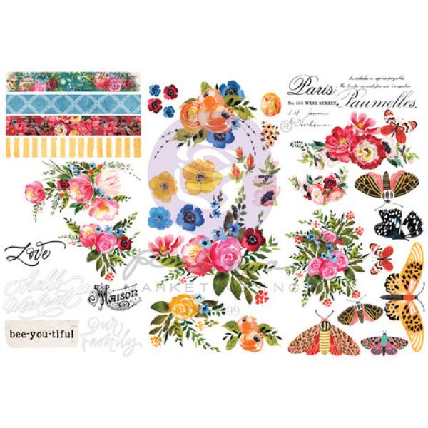 Prima Marketing, Painted Floral Rub On Transfers
