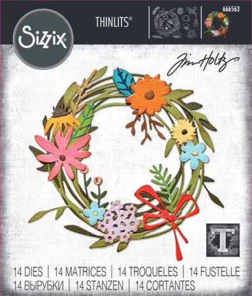 Sizzix, Thinlits Die by Tim Holtz Vault Funky Floral Wreath