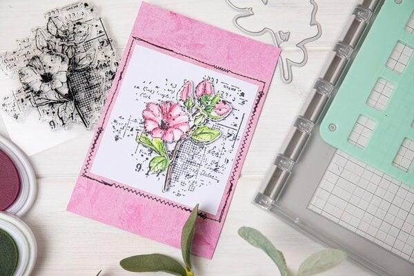 Sizzix, Framelits Die w/Stamps by 49 and Market A5 Floral Mix Cluster