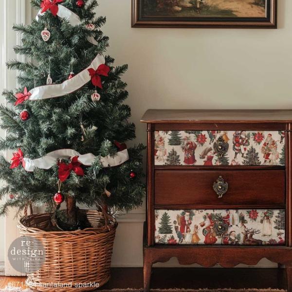 Re-Design with Prima, A3 Decoupage Fiber Pack - Santaland Sparkle
