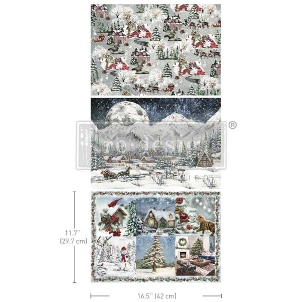 Re-Design with Prima, A3 Decoupage Fiber Pack - Snowfall Splendor