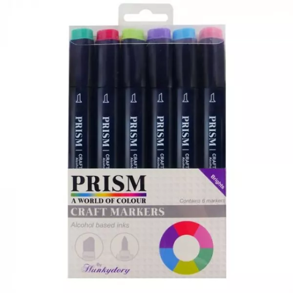 Prism Craft Markers Set 1 - Brights x 6 Pens, Hunkydory