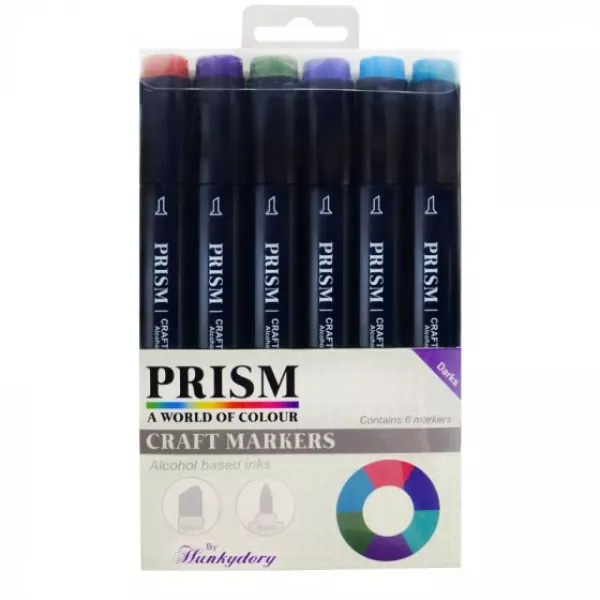 Prism Craft Markers Set 2 - Darks x 6 Pens, Hunkydory