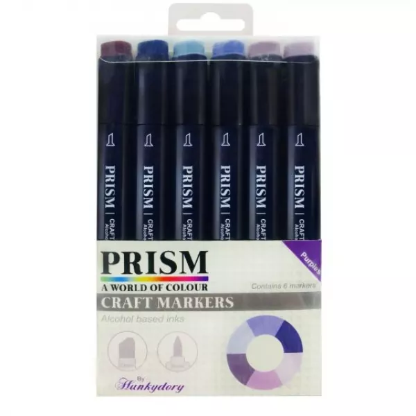 Prism Craft Markers Set 5 - Purples x 6 Pens, Hunkydory